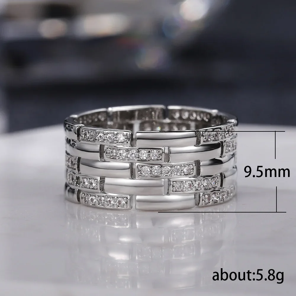 Fashion Contracted Women Men Couple Rings Inlaid Shiny CZ Stones Marriage Ring for Male Female Fancy Party Gift Trend Jewelry - Image 5