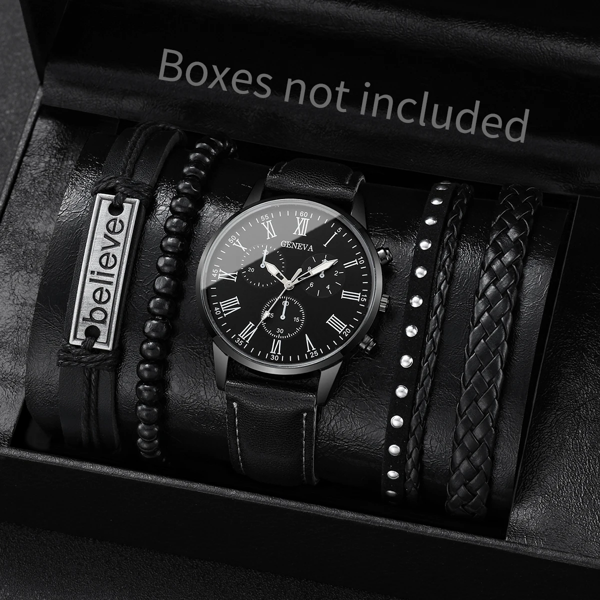 4/5PCS Fashion Men's Watches Man Business Quartz Wristwatch Vintage Leather Bracelets Set Reloj Hombre(Without Box) - Image 6