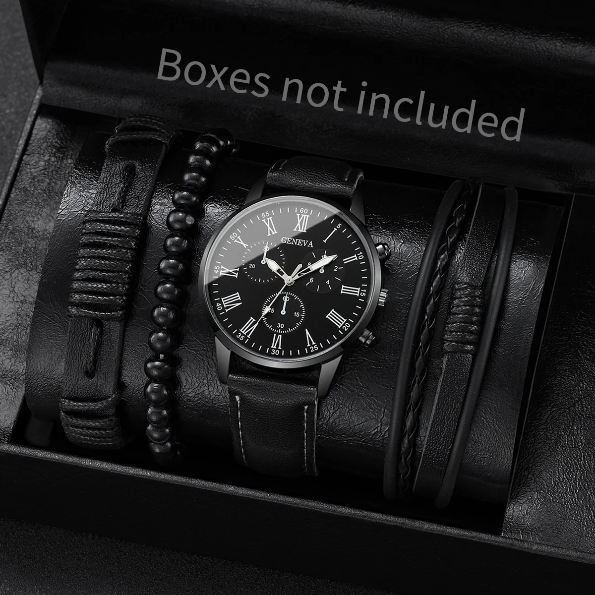 4/5PCS Fashion Men's Watches Man Business Quartz Wristwatch Vintage Leather Bracelets Set Reloj Hombre(Without Box) - Image 2