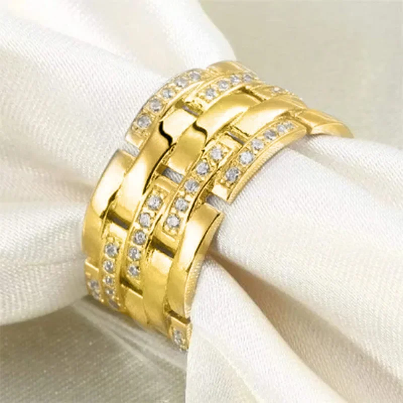 Fashion Contracted Women Men Couple Rings Inlaid Shiny CZ Stones Marriage Ring for Male Female Fancy Party Gift Trend Jewelry - Image 3