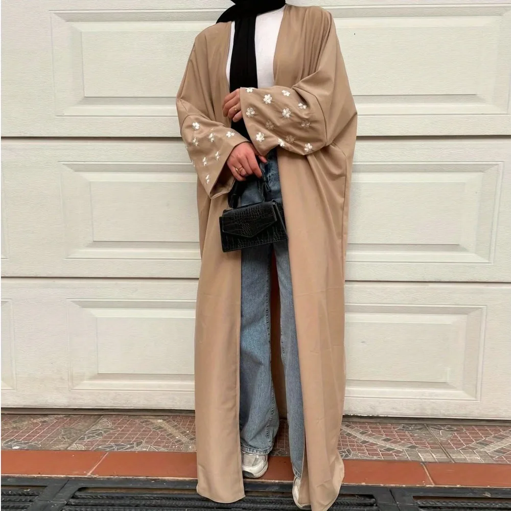 Middle-East Ethnic Clothing Loose Abaya Muslim Women Full Sleeve Printed Floral Abayas Kaftans Jilbabs Islamic Maxi Dresses