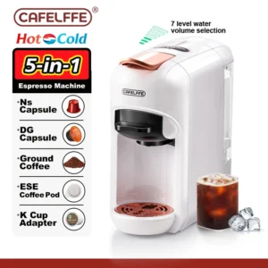Cafelffe 5 in 1 Capsule Coffee Machine Fit Dolce gusto Nespresso Capsule ESE Pod Ground Coffee K-cup 19Bar Hot/Cold,gift-giving
