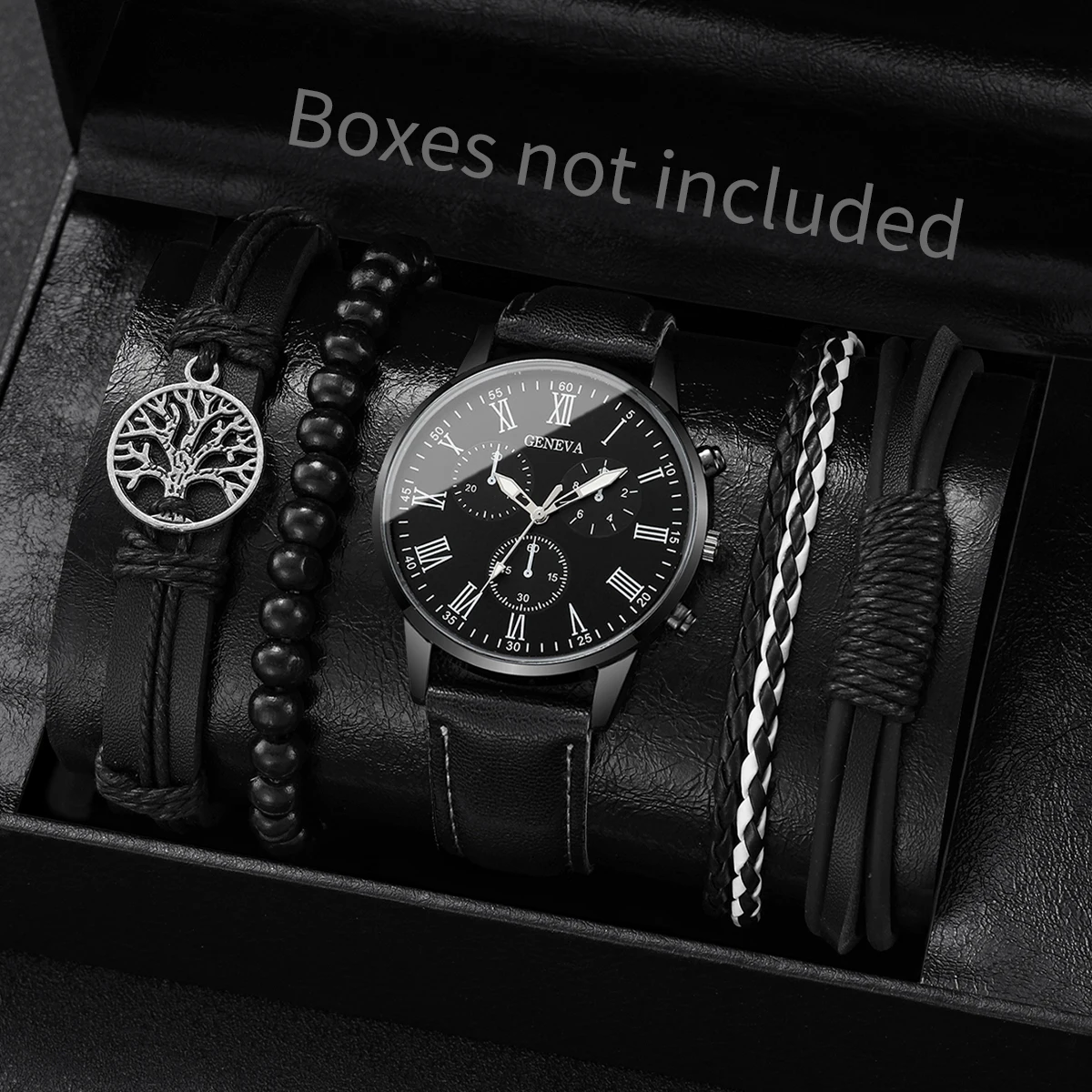 4/5PCS Fashion Men's Watches Man Business Quartz Wristwatch Vintage Leather Bracelets Set Reloj Hombre(Without Box) - Image 3