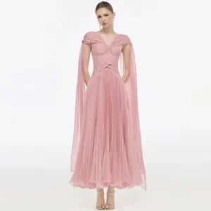 Customized Classic Pink Chiffon Evening Dress Exquisite V-Neck Sleeveless Homecoming Dresses Fashion Special Occasion