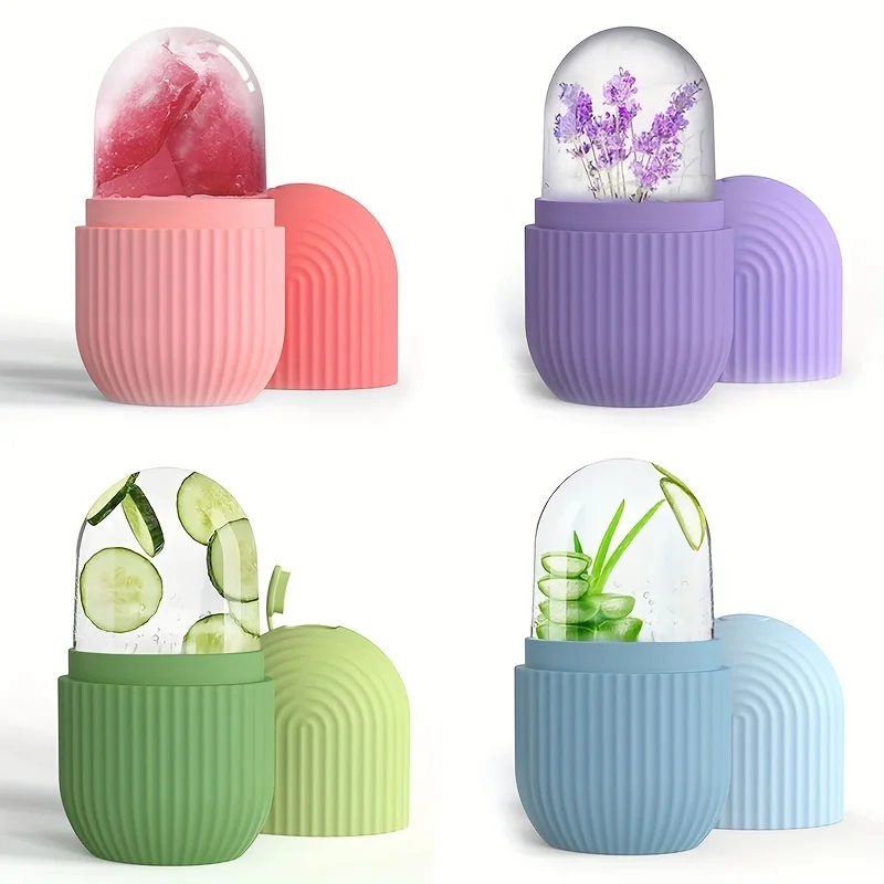 Silicone Cube Tray Shape Face Facial Ice Roller Massage Face Massage Roller Frozen Facial Reusable Ice Face Roller Skincare Tool