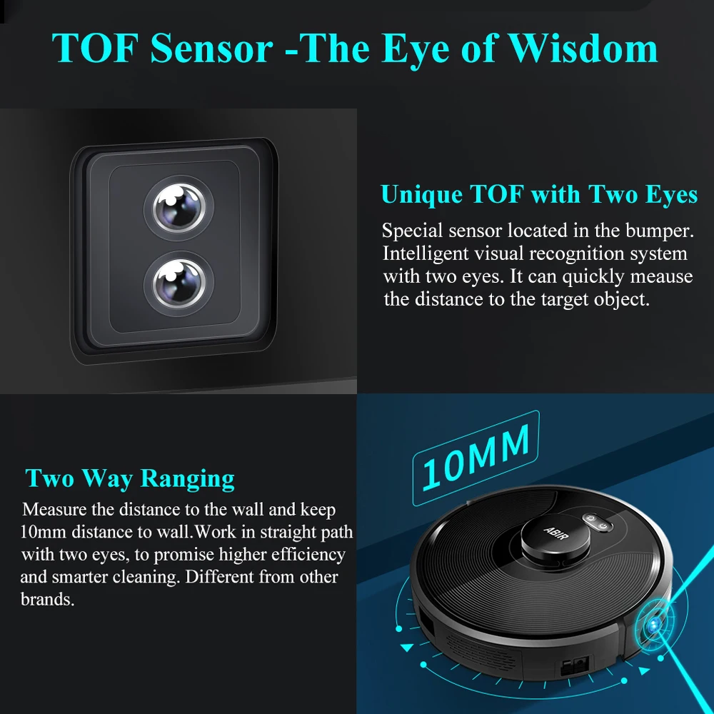 ABIR X8 Robot Vacuum Cleaner ,Laser System, Multiple Floors Maps, Zone Cleaning,Restricted Area Setting for Home Carpet Cleaning - Image 3