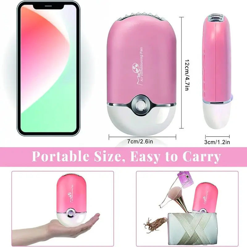 USB Rechargeable Portable Mini Fan Cooling Fan Bladeless Handheld Eyelash dryer Mini Handheld Fan Air Conditioning Blower - Image 9
