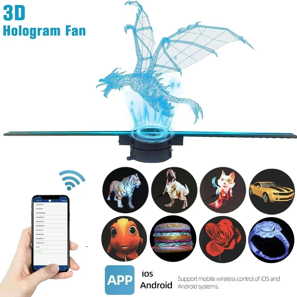 42CM 3D Hologram Fan 3D Holographic Projector Advertising Display Light HD Holographic Projector for Stores Bars Party Xmas - Image 3