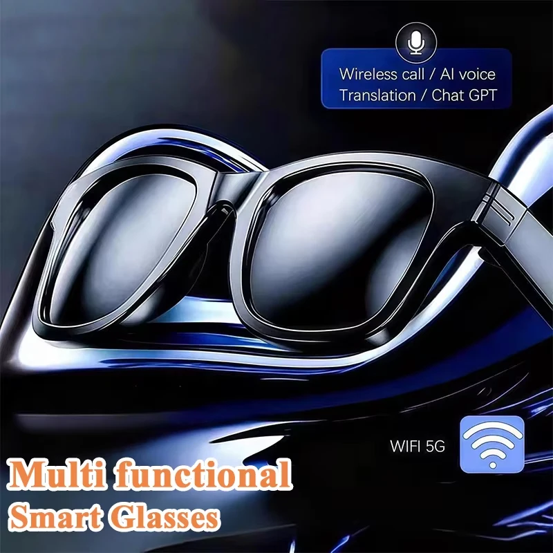 4K AI Smart Glasses Multifunctional Camera Bluetooth Call Voice Assistant Music Player Translate Photochromic HD Glasses