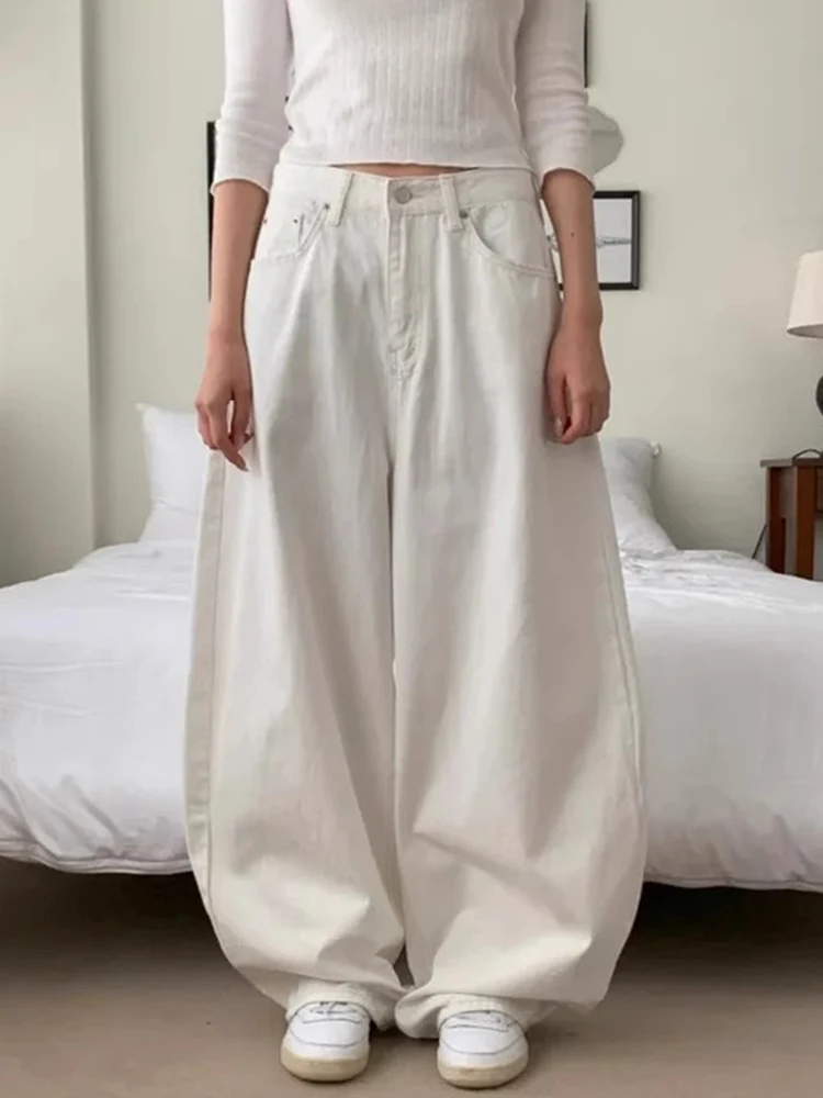 Loose Women's Denim Jeans Ba ket Knot Design Spring New Sle Casual High Waist Wide Leg Pants Pure Color - Image 3