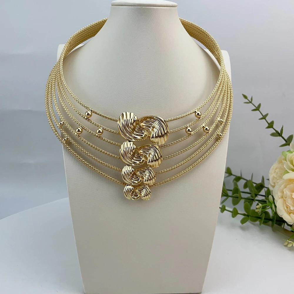 Brazilian Simple Style Big Bold Necklace Luxury Quality African Bride Jewelry Set For Women Party Gifts FHK23073 - Image 4