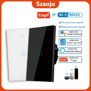 RF433 1/2/3 Gang No Neutral Wire Tuya US WiFi Smart Wall Switch Touch Sensor LED Light Switches Smart Home Alexa Google Home
