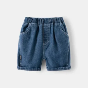 Boys Summer Jean Shorts Solid Color Fashion Trendy Cropped Pants Kids Denim Shorts Elastic Waist Casual children's Short Pants