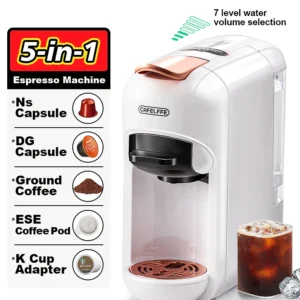 Cafelffe 5 in 1 Capsule Coffee Machine Fit Dolce gusto Nespresso Capsule ESE Pod Ground Coffee K-cup 19Bar Hot/Cold,gift-giving