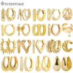 925 sterling silver ear needle multi-ring earrings buckle full of diamonds hoop earrings gold earrings for women fashion jewelry