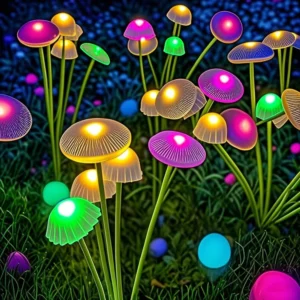 10L Solar Garden Lights Dual Mode LED Solar Mushroom Lights Waterproof Decor Yard Patio Pathway Jellyfish for Garden Ambiance