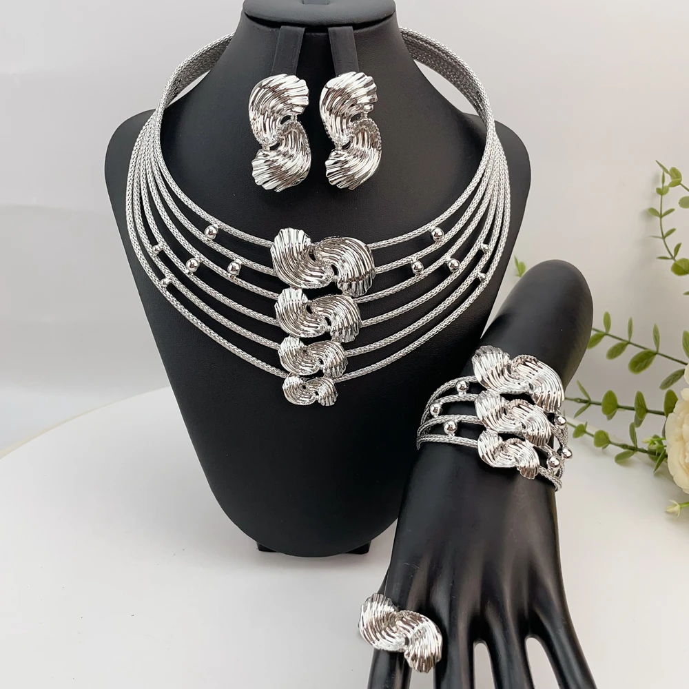 Brazilian Simple Style Big Bold Necklace Luxury Quality African Bride Jewelry Set For Women Party Gifts FHK23073 - Image 5