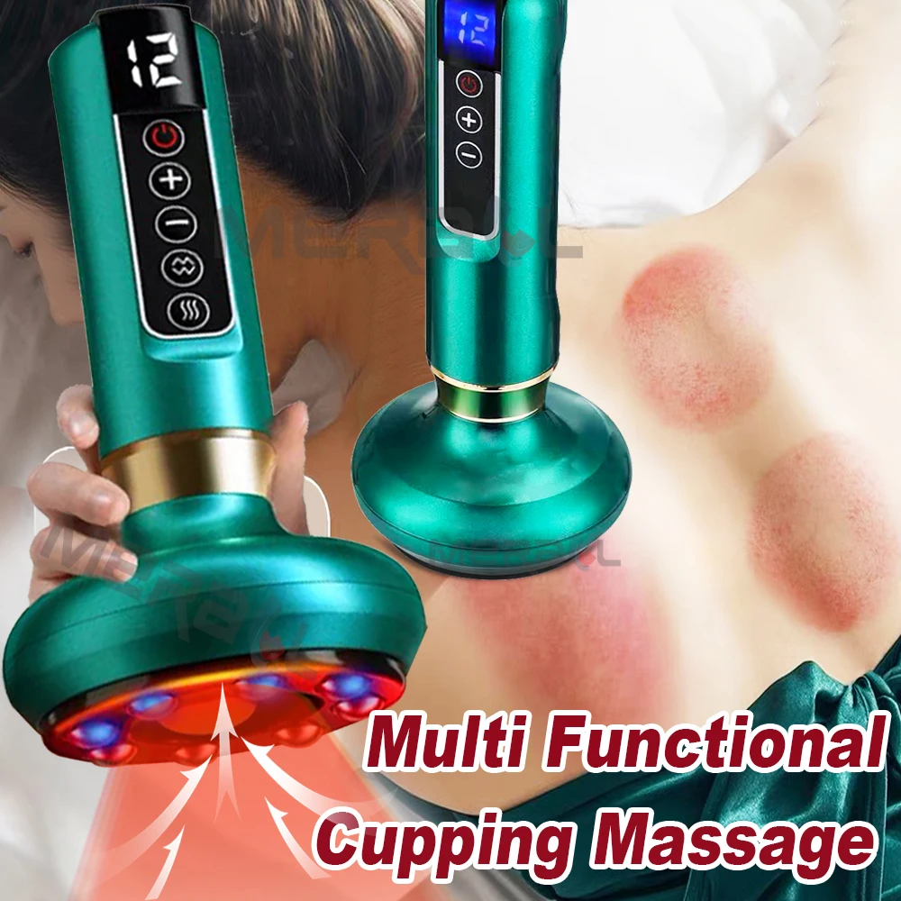 Electric Multi-Functional Massage Device Meridian Guasha Scraping Massager Vacuum Cans Fat Burner Anti-Cellulite Heating Massage