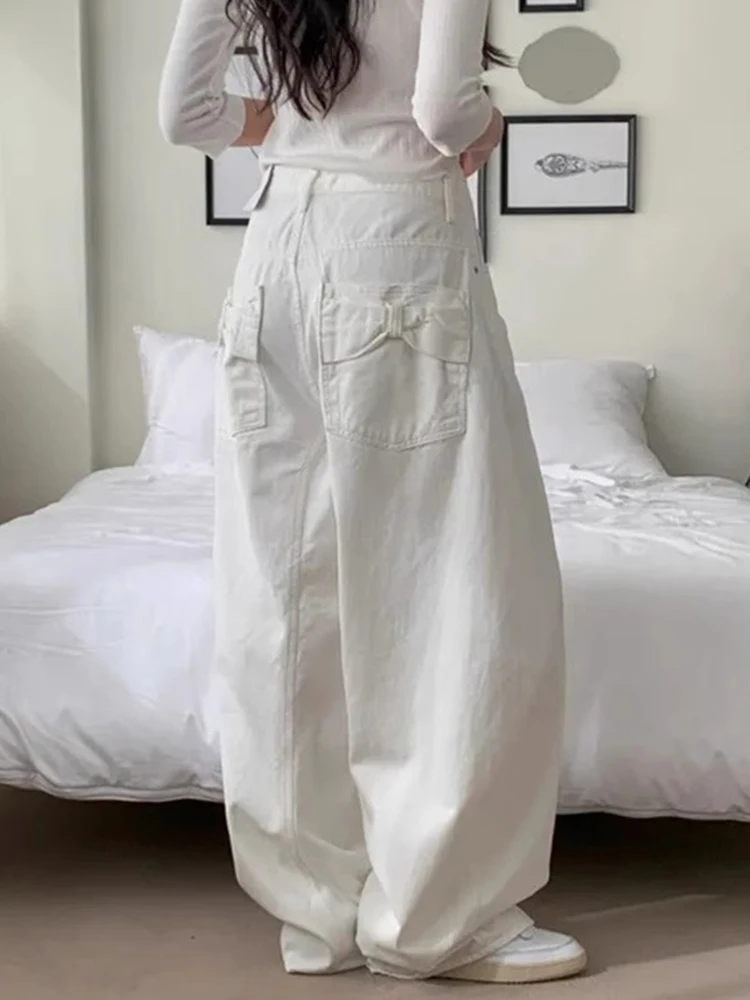 Loose Women's Denim Jeans Ba ket Knot Design Spring New Sle Casual High Waist Wide Leg Pants Pure Color - Image 4