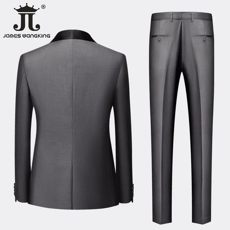 M-6XL Jacket Vest Pants Solid Color Men's Formal Business Office Suit Groom Wedding Dress Party Blazer Waistcoat Trousers Tuxedo - Image 5