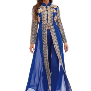 Customized 2 Pieces set Muslim Long Dress Women Clothing Bubai Saudi Turkish African Abaya For Islamic Robe Summer Collar Chiffo