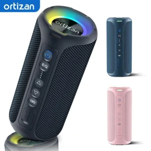 Ortizan Bluetooth Speakers, Portable Wireless Stereo Speaker - IPX7 Waterproof, Loud Sound, Deep Bass, LED Light, Bluetooth 5.3