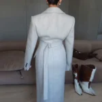 Women's Long Coats Back Lace Up Woolen Overcoat Luxury Waist Cinching Single Breasted Slim Autumn Winter Jackets New Streetwears