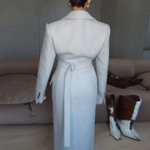 Women's Long Coats Back Lace Up Woolen Overcoat Luxury Waist Cinching Single Breasted Slim Autumn Winter Jackets New Streetwears