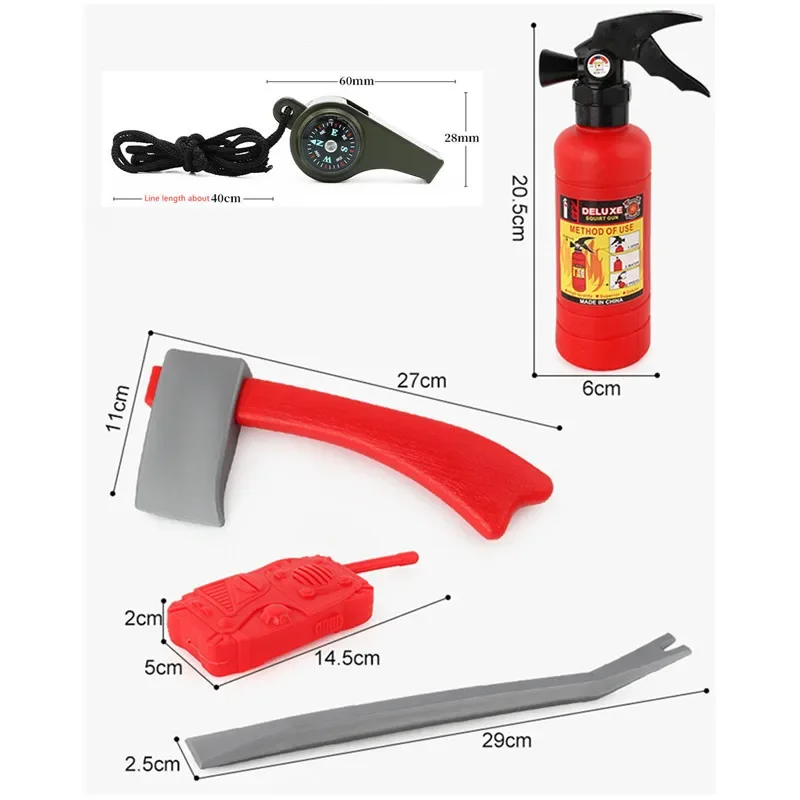 With Realistic Firefighting Toy Uniform Child Red Firefighter Zipper Costume Kids Play House Fun Party Play Costume - Image 5