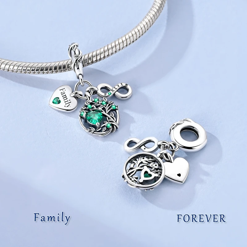 925 Sterling Silver Green Series Flower Tree Apple Pendant DIY Fine Beads Fit Original Charms Bracelet Women Jewelry Diy - Image 4