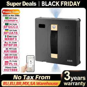 Robot Window cleaner ABIR WD8,Dual Water Spray,Smart Memory,High Vacuum Suction, Laser Sensor, Home Wall Glass Cleaning Robot