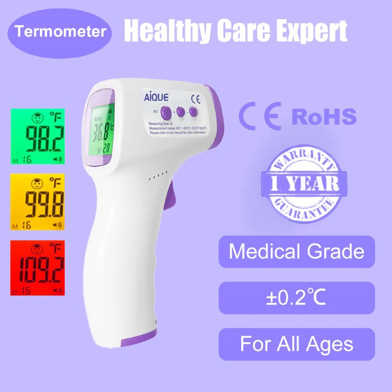 AiQUE Baby Digital Infrared Forehead Thermometer Fever Contactless Clinical Electronic Medical Temperature Meter Adult