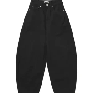 Loose Women's Denim Jeans Ba ket Knot Design Spring New Sle Casual High Waist Wide Leg Pants Pure Color