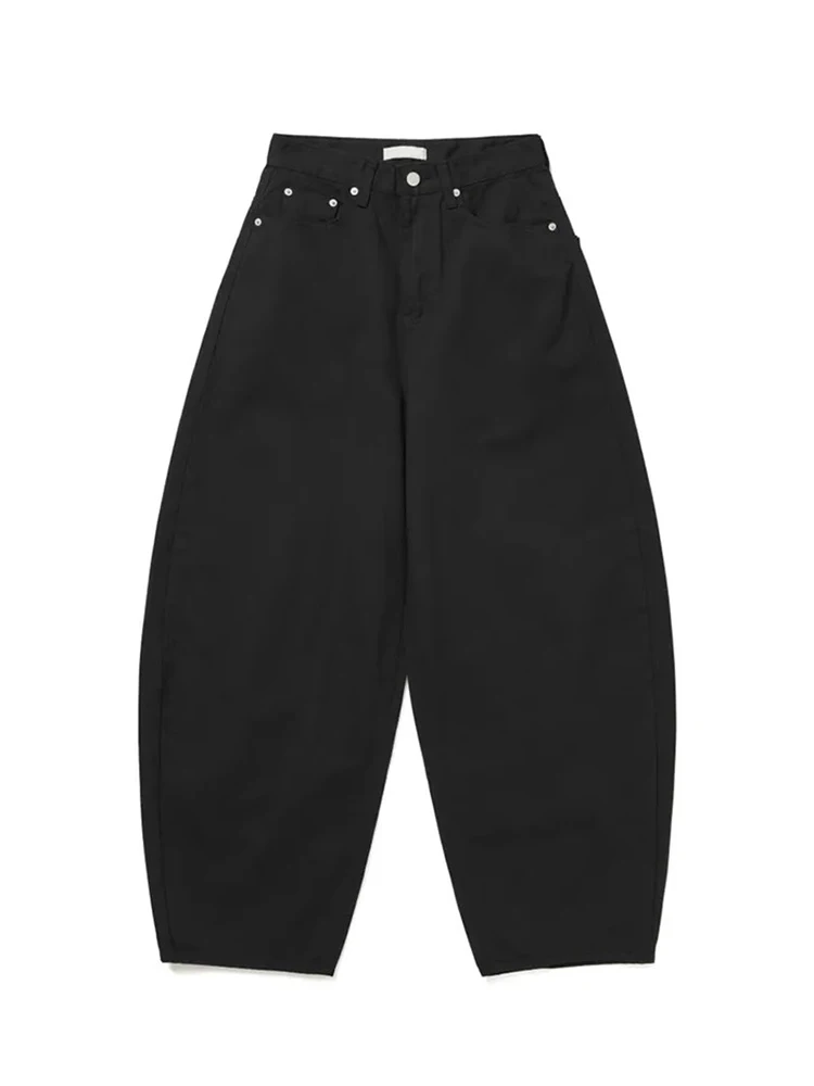 Loose Women's Denim Jeans Ba ket Knot Design Spring New Sle Casual High Waist Wide Leg Pants Pure Color