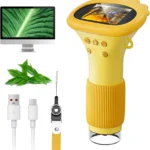 Microscope for Kids Pocket Portable 2 Inch IPS Screen 1000X Handheld Digital Microscopes with 8 Adjustable LED Lights