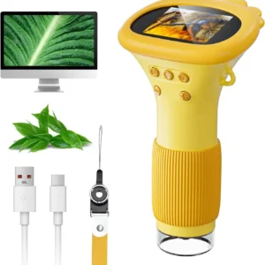 Microscope for Kids Pocket Portable 2 Inch IPS Screen 1000X Handheld Digital Microscopes with 8 Adjustable LED Lights