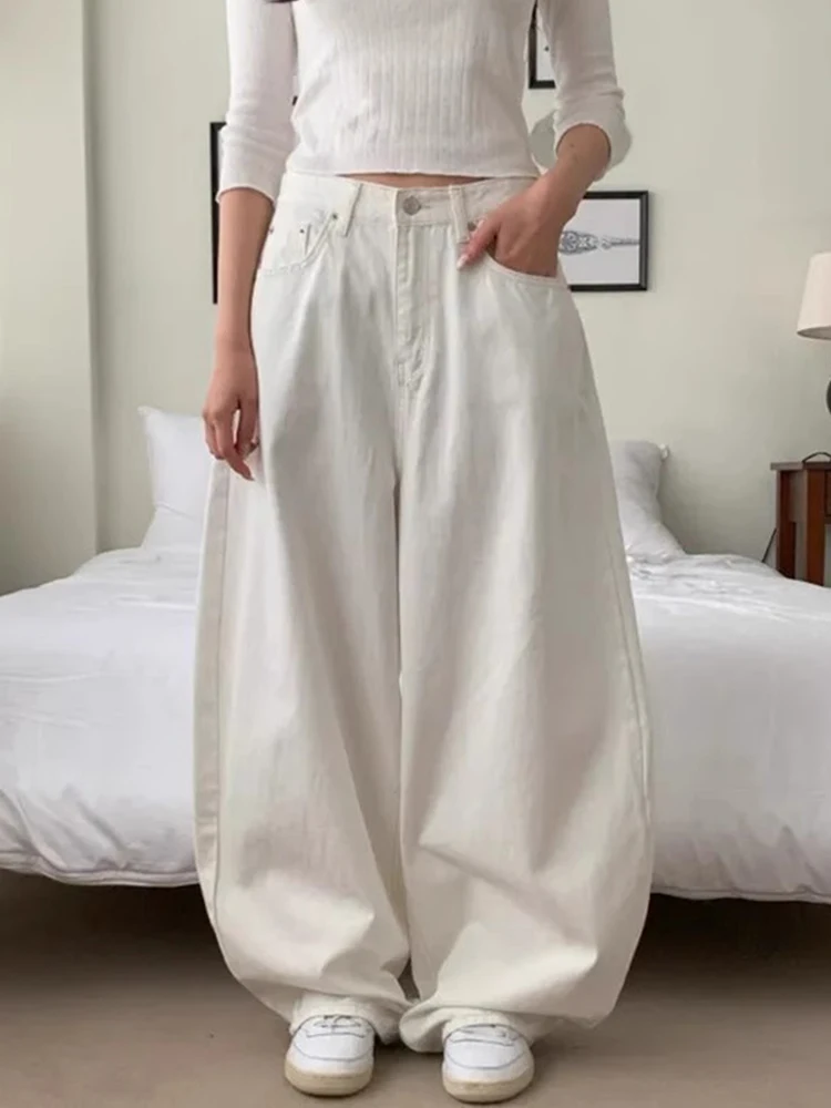 Loose Women's Denim Jeans Ba ket Knot Design Spring New Sle Casual High Waist Wide Leg Pants Pure Color - Image 5