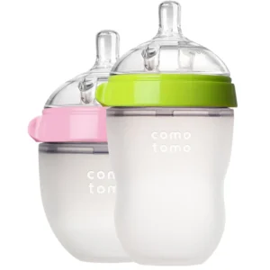 Baby Bottles 2 Pack BPA free Feeding bottle children kids Silicone Baby Bottle Green/Pink 5 oz and 8 oz