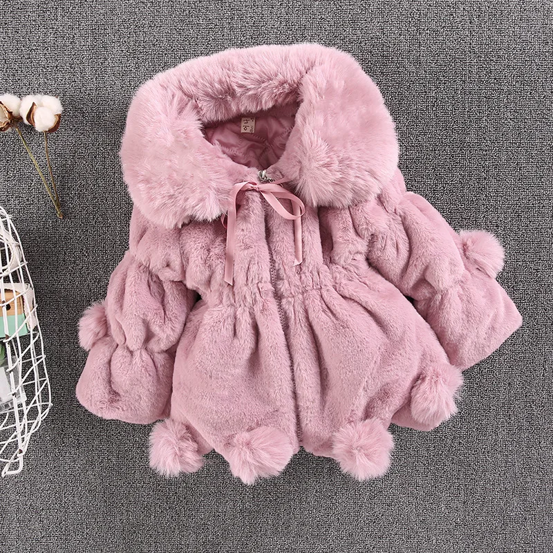 1-7 Year Baby Girls Jacket Autumn Winter Warm Faux Fur Coat For Girls Christmas Princess Outwear Fashion Plush Children Clothing - Image 3