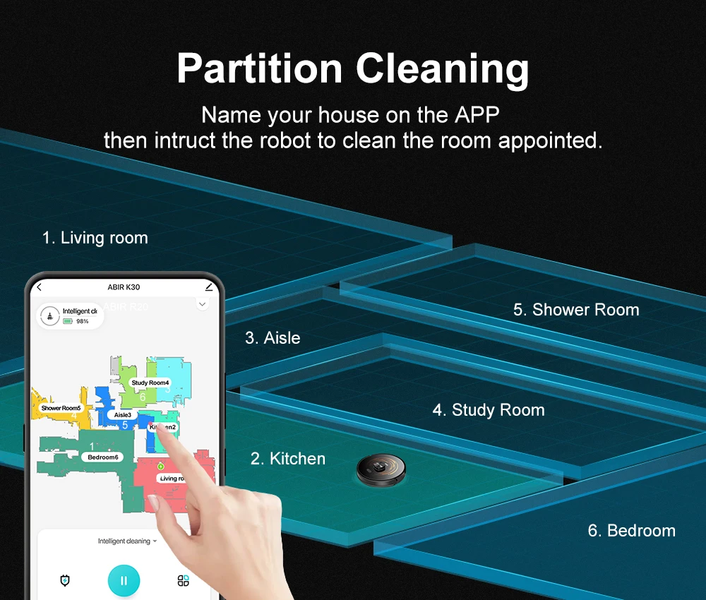ABIR K30 Robot Vacuum Cleaner, Auto-Empty Station, Laser Lidar, 6500PA Suction,Multi-Floor Maping, Smart Home Wet Dry Appliance - Image 4