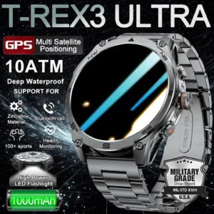 2025 New GPS SmartWatch 1000Mah Battery Compass 10ATM Waterproof Tactics Sport Flashlight BT call Smart Watch For Men For xioami