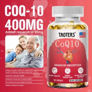 COQ10 Capsules 400mg Coenzyme Q10 Provides Energy To Support Joint Health Promotes Cardiovascular Health Heart