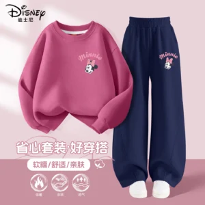 Autumn Baby Girls Disney Minnie Printed Clothes Set Kid Girl Sweatshirts Pullover Top and Pants 2pcs Suit Children Tracksuits