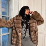 Fashion Patchwork Faux Fur Coat Women Casual Full Sleeve Lapel Loose Long Staple Plush Jacket 2025 New Winter Street Wear New