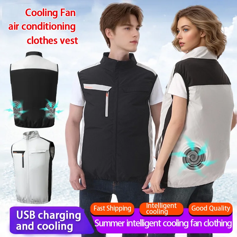 Summer Cool Vest Wearable Cooling Fan Air-conditioned Clothes Heat Resistant Sleeveless Workwear Breathable Outdoor Fishing Vest