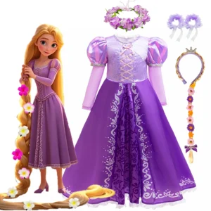 Disney Tangled Cosplay Princess Rapunzel Dress Kids Halloween Disguise Long Sleeves Costume Girls Birthday Carnival Party Outfit
