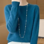 Autumn Winter Women 100% Merino Wool Sweater O-Neck Cashmere Pullover Basic Fashion Clothing Comfort Warm Top Casual Solid