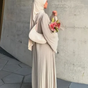 Eid Muslim Dress for Women Pleated Flare Sleeve Jalabiya Kaftan Islam Vestidos Arab Long Robe Ramadan Morocco Dubai Abayas 2024