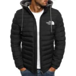 Men's hooded windproof jacket, warm parka coat, casual and comfortable, outdoor zip-up jacket, street fashion, camping, winter