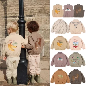 New 2025 KS Girls Cartoon Cotton Fleece Coats Winter Toddler Boys Lambswool Jacket Children Embroidery Coat Kids Outwear Clothes